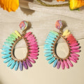 Eight Color Woven Teardrop Statement Stud Earrings view 12