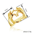 Open Adjustable Heart Hands Ring Gold White Metal Alloy view 4