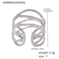 Open Multi Band Cross Wave Ring Gold Two Tone Steel view 8