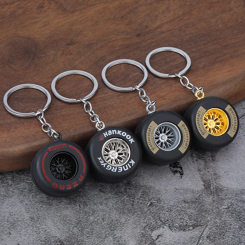 PVC Tire Keychain Car Accessory Gift Keychain with Printed Design