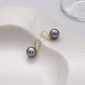 Gray Pearl Look Gold Tone Hook Earrings in Three Sizes view 3