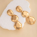 Gold Faceted Triple Geometric Long Statement Earrings view 3