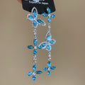Crystal Butterfly Long Tassel Drop Earrings in Three Colors view 8