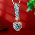 Layered Mermaid Crystal Heart Keychains with Strap and Plain Options view 3