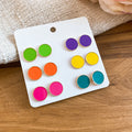 Multicolor Round Swirl Stud Earrings In Twelve Pair Sets view 7