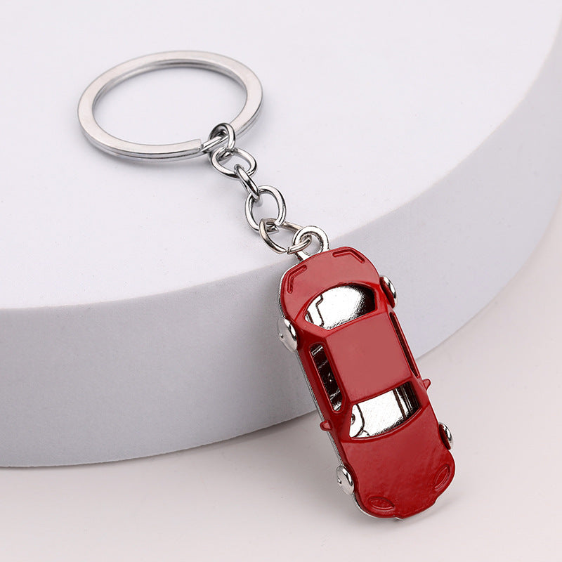 Colorful Mini Car Metal Keychain with Creative Vehicle Pendant