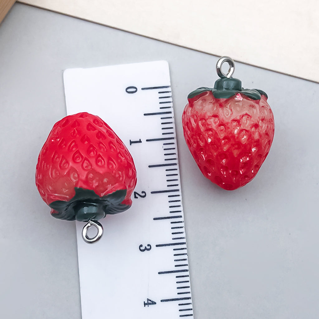 Acrylic 3D Strawberry Fruit Charm Pendant for Necklace Bracelet Earrings DIY