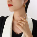 Plain Smooth Thick U Shape Circle Hoop Earrings Gold Steel view 4