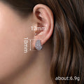 Silver-Tone Pave Clear Stone Lattice Open Hoop Earrings view 4