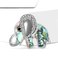 Iridescent Shell Elephant Brooch With Crystal Head and Silver Frame view 2