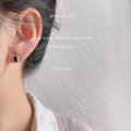 Gold Tone Black Oval Stone Clear Halo Mini Stud Earrings view 2