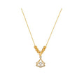 Gold Ginkgo Leaf Pendant Necklace Crystal Beads Chain view 5