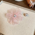 Asymmetric Sheer Flower and Pearl Like Stud Earrings view 6