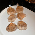 Triple Wire Petal Drop Earrings in Gold and Silver Tones view 6