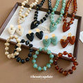 Acrylic Heart Bead Necklace Bracelet Earring 8 Styles view 1