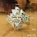 Marquise Clear Cluster Three-Stone Ring In Polished Silver Tone view 5