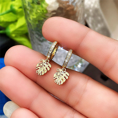 Monstera Leaf earrings in front product view