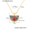 Black and Red Enamel Fan Pendant Necklaces in Two Finishes view 7