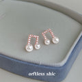 Rose Gold Musical Note Stud Earrings Crystal Pearl view 4