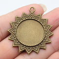 Sunburst Round 25 mm Pendant Settings in Two Antique Finishes view 1
