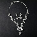 Black Silver Tone Floral Branch Crystal Pearl Look Five Designs Metal Necklace view 2