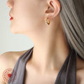 C-Shape Hoop Earrings With Row Of Green Or Clear Zircon view 3