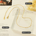 Gold And Steel Ball Chain Necklace With Dangling Clear Zircons view 2