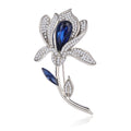 White Gold Tone Tulip Crystal Metal Brooch Pin for Jackets and Lapels view 1