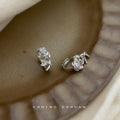 Silver Rose Flower Mini Huggie Hoop Earrings Bloom Pair view 4