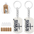 Jesus Wooden Dog Tag Keychain The Way Truth Life Cross view 1