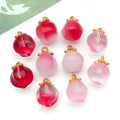 Four-Color Two-Tone Peach Glass Charm Collection with Green Leaves view 4