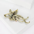 Antique Gold Multicolor Crystal Ribbon Floral Brooch view 3