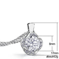 Leaf Accent Round Crystal Pendant Necklace in Polished Metal view 2