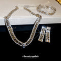 Gold Tone Double Row Geometric Crystal Link Bracelet view 4