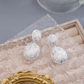 Four Color Gold Crackle Double Oval Statement Stud Earrings view 2