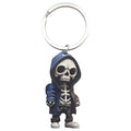 Dark Blue Hooded Skeleton Wooden Keychain 2D Charm view 5