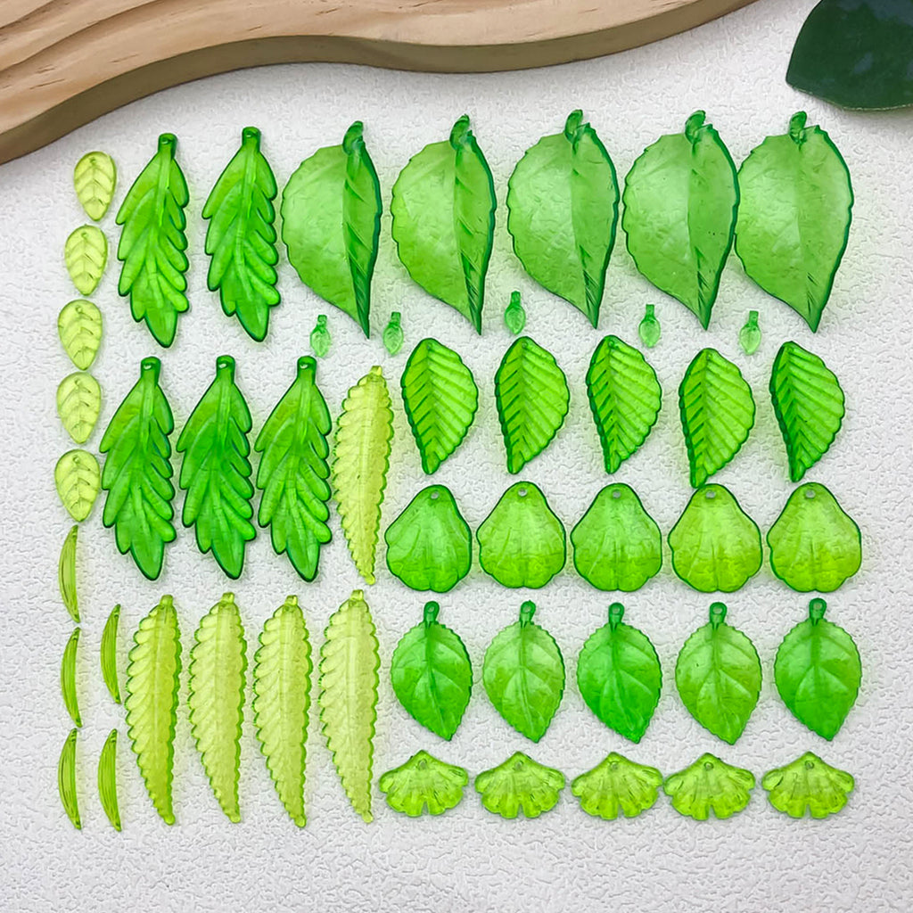 Acrylic Transparent Green Leaf Charm Pendant for DIY Earrings Necklace Hair Accessories