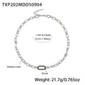 Stainless Paperclip Chain Necklace Bracelet Pave Oval Zircon view 7