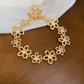 Openwork Daisy Crystal Link Bracelet Clasp 2 Tones view 2