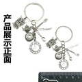Silver Tone Teapot Cup and Cutlery Charm Keychain with Metal Hardware view 4