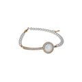Pearl Bracelets Round Shell Cabochon Pave Bar Gold Silver view 5