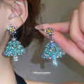 Green Crystal Christmas Tree Star Drop Earrings Jewelry Accessory view 1
