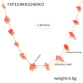 Gold Chain Coral Pink Natural Stone Necklace Bracelet view 7