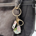 Gold Tone Travel Tag and Globe Split-Ring Keychains in Three Designs view 2