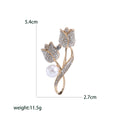 Rhinestone Tulip Pearl Brooch Silver or Gold Tone Pin view 5