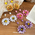 Fabric Daisy Hoop Drop Earrings in Four Colors Decorative Jewelry view 2