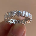 Mixed-Cut Clear Stone Full-Eternity Band Ring In Silver Tone view 2