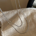 Double Layer Snake Chain Long Necklace Gold Silver view 7