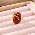 Gold Tone Oval Irregular Chip Adjustable Rings in Seven Colors view 3