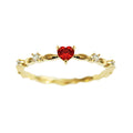 Red Heart And Clear Stone Vine Ring In Gold And Silver Tones view 5